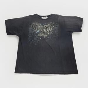 Vintage Y2K Owl Graphic T-Shirt Men’s XL Black Animal Print 26x29